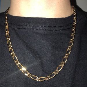Solid Gold Plated Figaro Chain 20 Inch